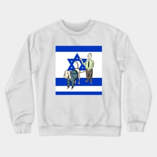 Israeli flag and dog walk Crewneck Sweatshirt